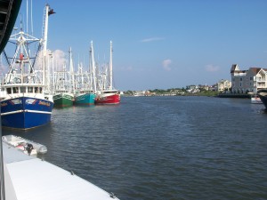 Some of the brightly painted fishing fleet, visible from the bar.