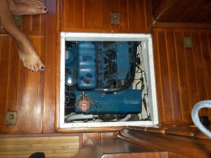 Engine access through sole panels in galley
