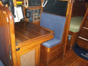 Nav station and aft berth