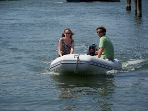 Us rocking the dinghy. Photo courtesy of my dad!