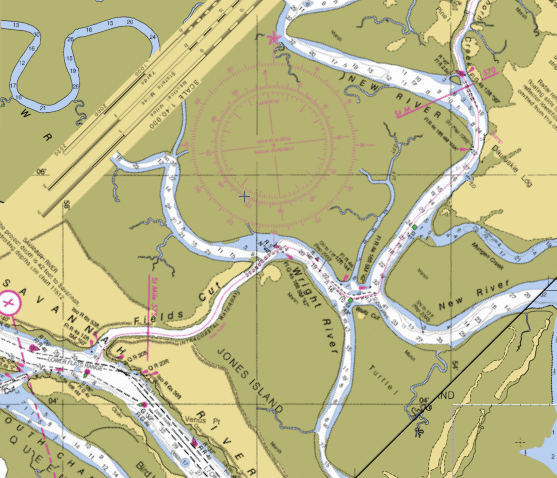 R "40" at the outlet of Ramshorn Creek is in top right corner, while Fields Cut is on the lower left