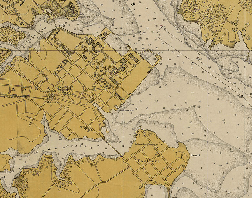 From the US Coast and Geodetic Survey's 1911 Annapolis Harbor chart, from the Office of Coast Survey Historical Map and Chart Collection