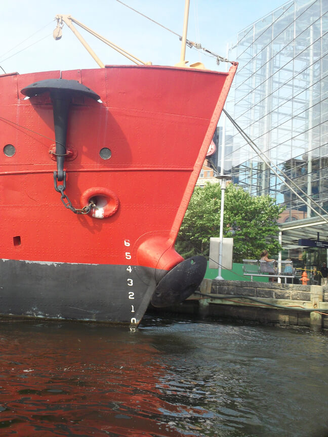 The bow of the lightship docked in Baltimore's Inner Harbor...I am glad our anchor is not that big