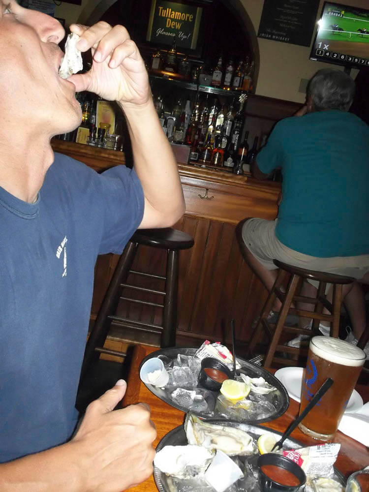 Slurping down oysters at another location