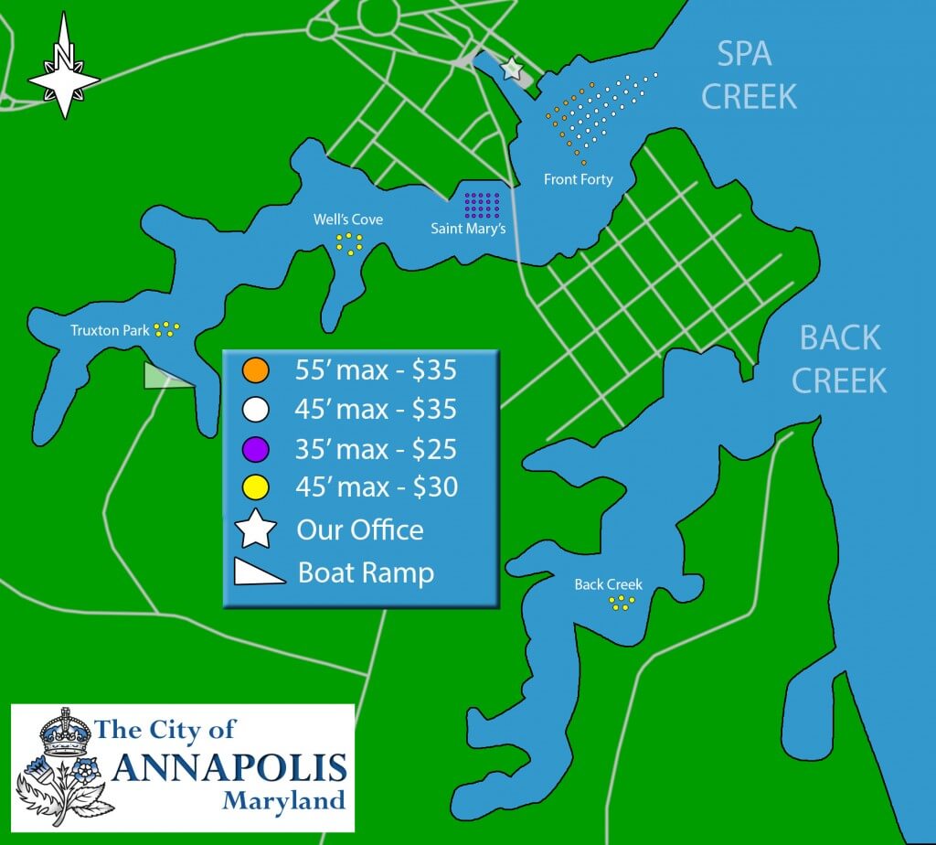 Annapolis's mooring fields, from the Annapolis Harbormaster's Office