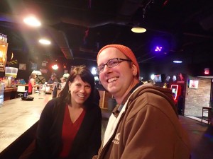 Our friends Jason and Amy, out with Margaret at the bar attached to our hotel