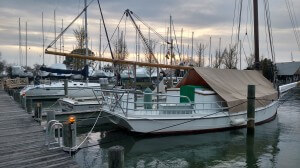 The skipjack Lady Helen out of Chestertown with Bear in shrink-wrapped in the left corner of the picture.