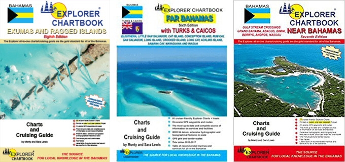 The three Explorer Chartbooks - The Far Bahamas, The Near Bahamas, and the Exumas
