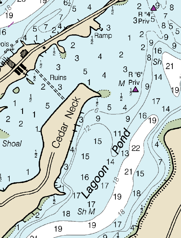Closeup chart of northern Lagoon Pond