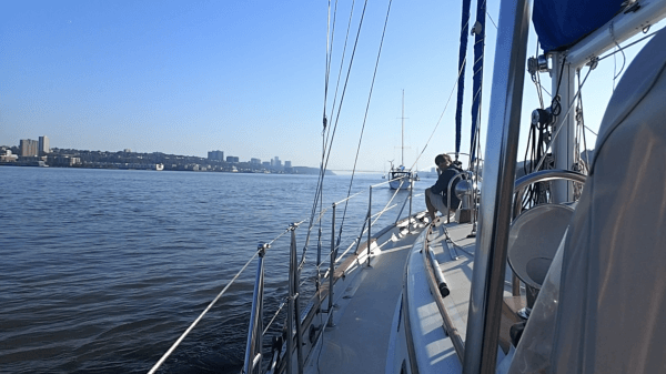 79th street boat basin, NYC, sailboats on moorings