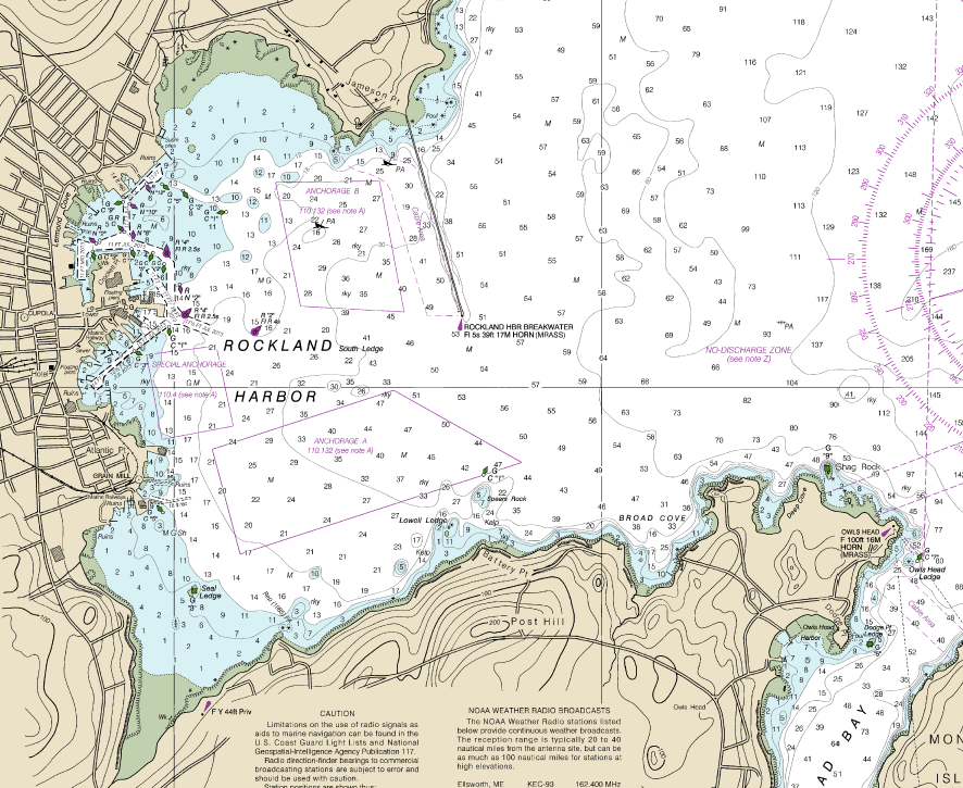 Chart of Rockland Harbor out to Owl's Head.