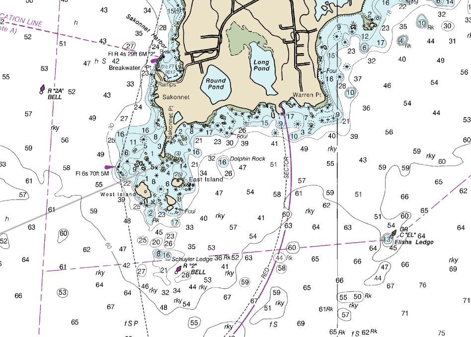 chart of the southeast entrance to the Sakonnet River