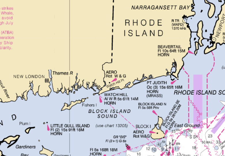 Chart of Newport, Rhode Island, to New London, Connecticut.