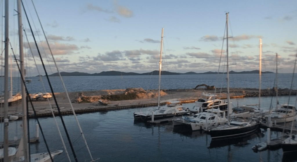 Beautiful view out the marina and across to Peter and Norman Islands from the top of the mast 