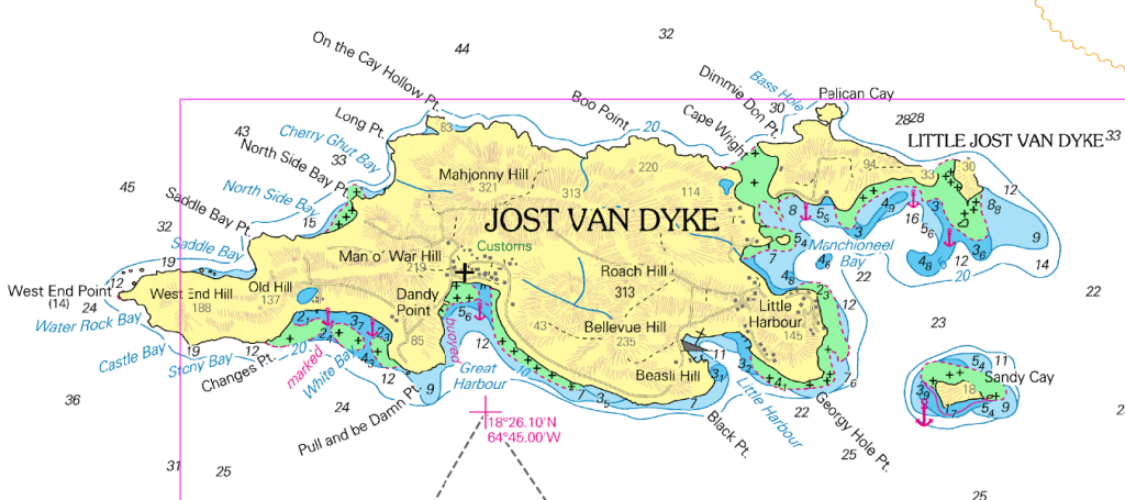 a marine chart of Jost Van Dyke