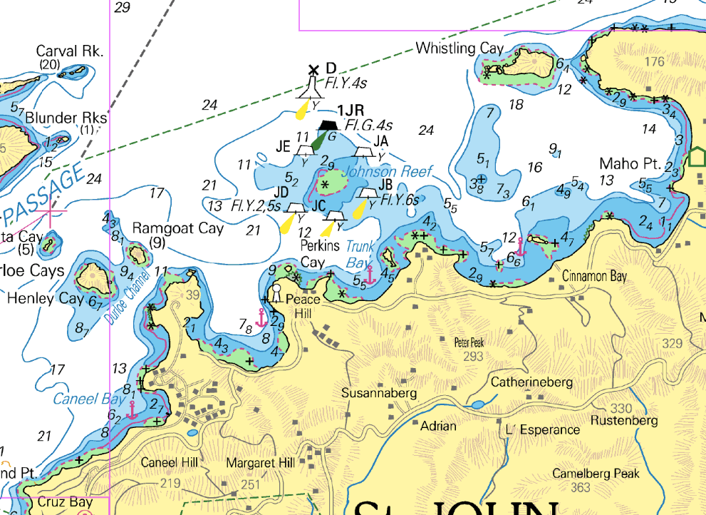 a marine chart of the north shore of Saint John